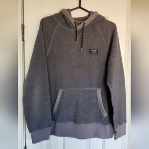 ABERCROMBIE & FITCH PULLOVER HOODIE, FLEECE, GRAY, NAVY TRIM, MEN'S LARGE
